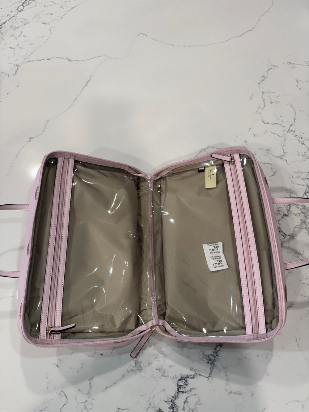 kate spade Light Pink Cosmetic Case with Rose Gold Glitter Dots - Picture 3 of 5
